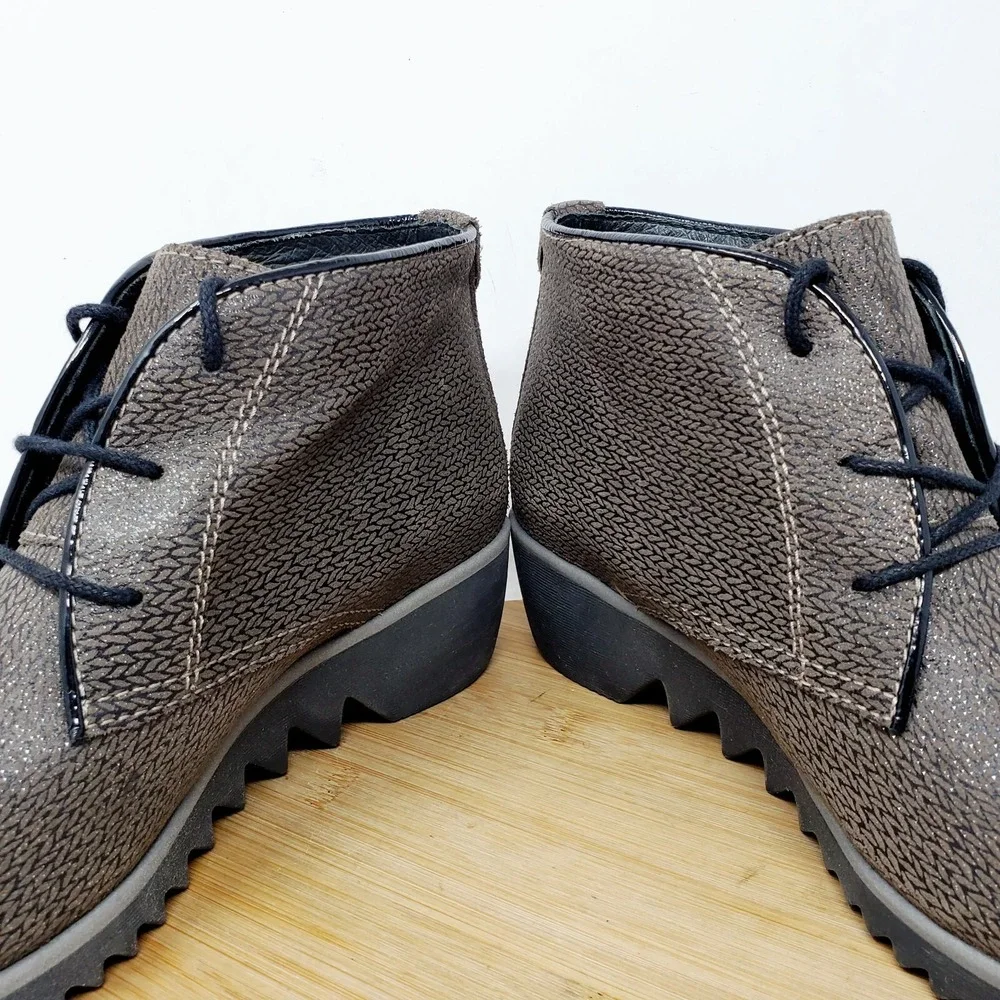 Wolky Ankle Boots Womens 38 Dusky Leather Lace Up Wedge Heel Bootie Comfort Shoe